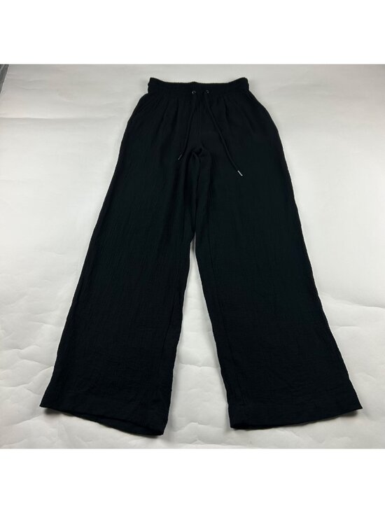 a new day Pants - A New Day Black Crinkle Wide Leg Lounge Pant S